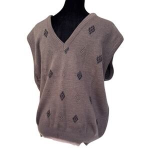 Men’s Wool Blend Sweater Vest Maglificio Medium V-Neck Brown Made in Italy Dad